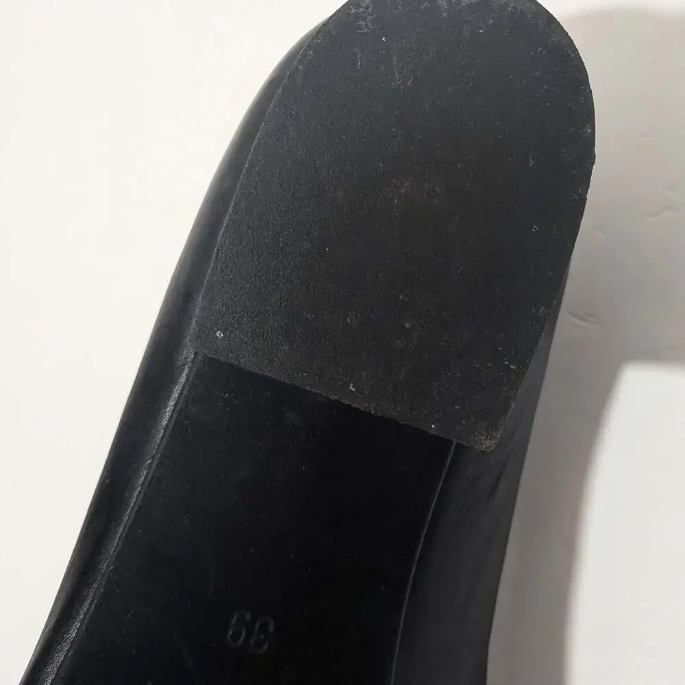 Avellini Black Leather Slip-on Pointed Toe Snake Print Loafers 859P Size 39